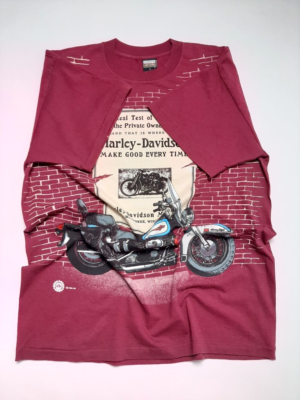 Vintage 1995 Harley Davidson Brick Wall Over Print Motorcycle