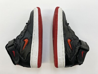 Vintage 1997 KIDS Nike Air Force 1 Mid Jewels Black Red Leather