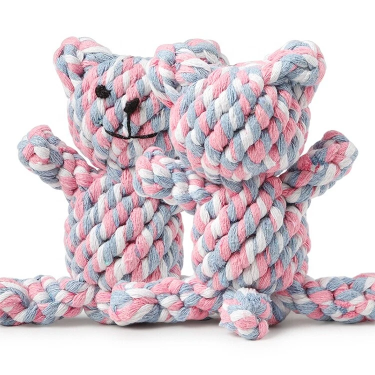 Cotton Rope Dog Chew Toy Pet Dental Teething Bear For Small Medium Size Puppies - Image 4 of 4