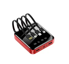 5000mAh Power Bank Built In 4 Cables Portable Charger with Dual LED Flashlight