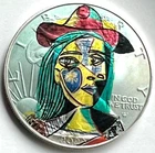 Picasso Woman in Hat - American Silver Eagle 1oz .999 Silver Dollar Coin Art
