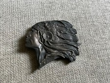 Belt Buckle Native American Indian Chief Head Bergamot Brass Textured Vintage