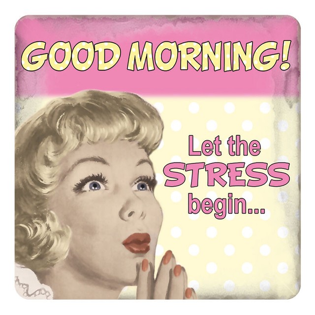 Blechschild - Good Morning Let The Stress Begin Vintage Wandschild