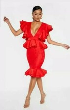 Pretty Little Thing Red Cocktail Dress Uk 6 brand new