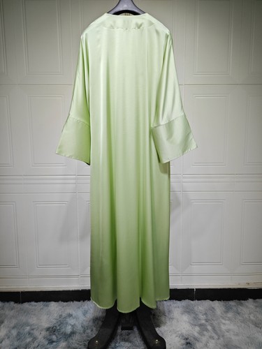 Satin Women Open Long Dress Abaya Dubai Kimono Evening Muslim Robe Elegant Gown - Picture 43 of 84