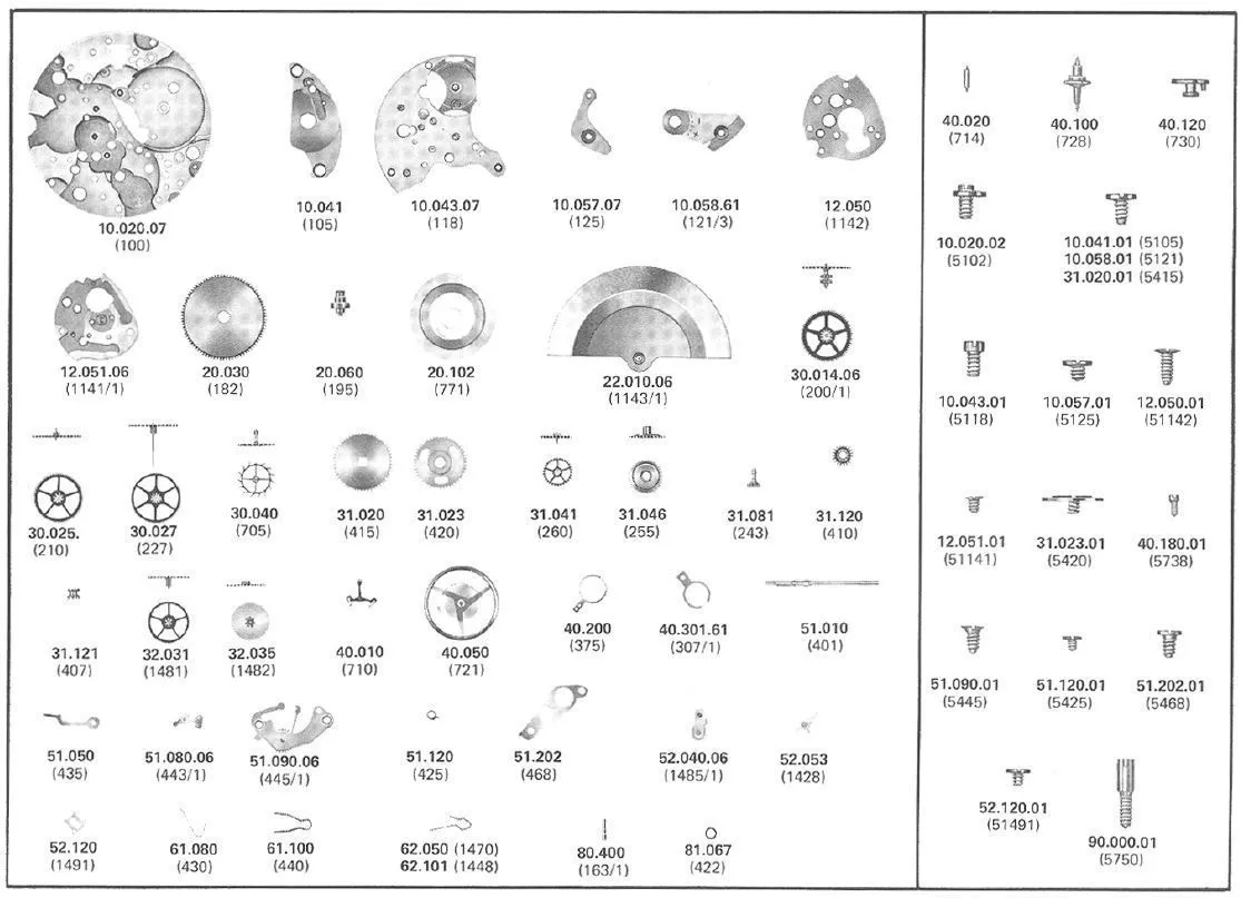 Watch mechanism shop parts