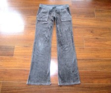 JUICY COUTURE Size S VINTAGE Y2K Velour BOOTY SNAP POCKET Flared Pants c51