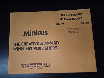 Minkus 1987 Supplement US Plate Blocks No. 39 Philatelic Publication