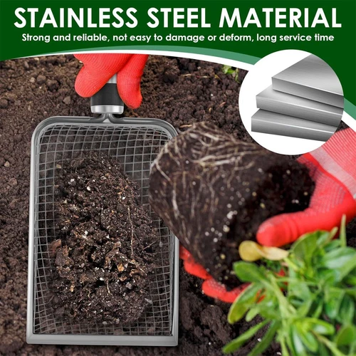 Paquete de 6 juegos de tamices de suelo para jardinería tamiz de suciedad tamiz de compost con mango guante - Imagen 12 de 17