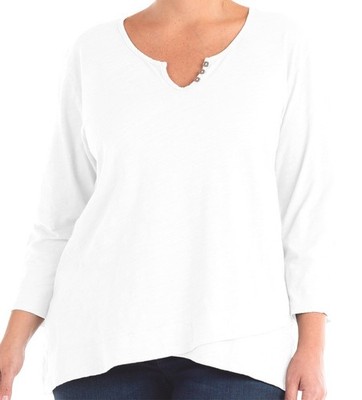 Fresh Produce 3x white Jordan cotton crossover hem stretch top $55 nwt 3x