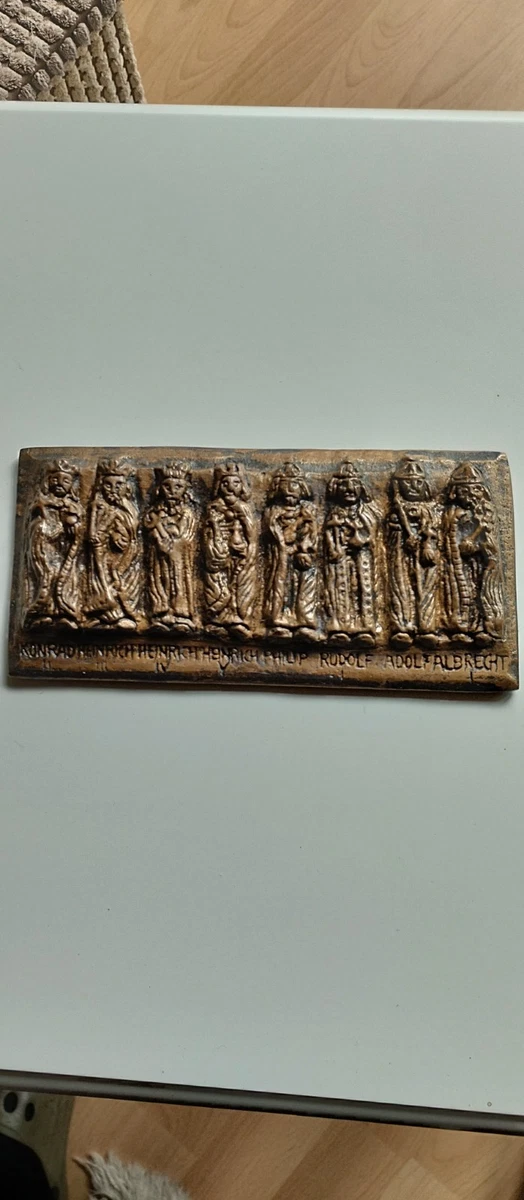 historische Platte Bronze Relief Plakette deutsche Kaiser König Kupfer Messing