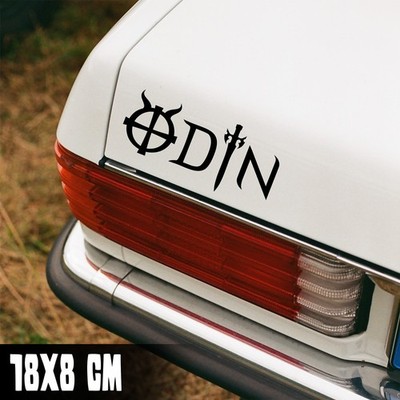 AUTO AUFKLEBER ''ODIN SCHIRFTZUG'' 18X8CM WIKINGER ODIN STICKER #0349