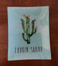 PIER 1 GLASS TRINKET DISH Lookin Sharp SAGUARO CACTUS  Pin Plate SOUTHWEST DECOR