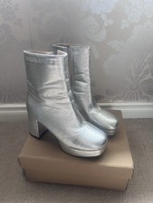 Women’s Retro Silver Shein Platform Boots Size 6 Excellent Condition Worn Once