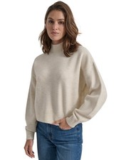 DKNY Jeans Women's Boxy Cropped Mock-Neck Sweater Vanilla Size XL 1627