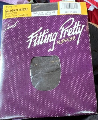 Fitting Pretty Sheer Queensize Pantyhose 4X Barely BlackStyle 744. (9-8) 306