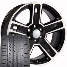 Cv74b 22x9 Black Rims 28545r22 As Tires Set Fits Sierra Yukon