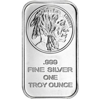 1 TROY OZ .999 FINE SILVER BULLION BUFFALO BAR BU