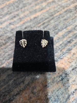 14K Gelbgold Blatt kleine Starter/Kind Ohrstecker gebraucht 