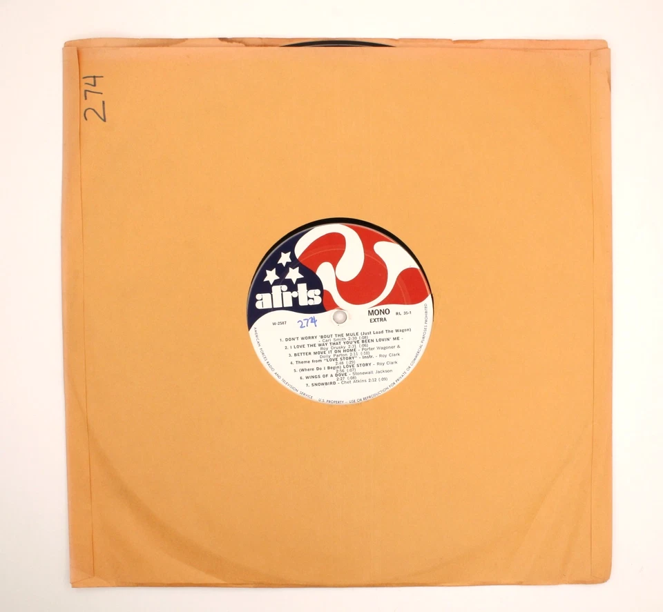 1971 AFRTS Transcription LP RL 35‑1 W2587 W2588 Country Pop Love Story Snowbird - Image 2 of 4