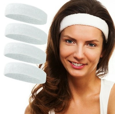 4x Mens Women Sweat Sweatband Headband Stretch Sports Head Band Yoga Gym Running