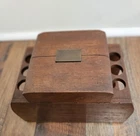 Pipe Stand Wood With Milk Glass Humidor 6 Pipe Holder Vintage