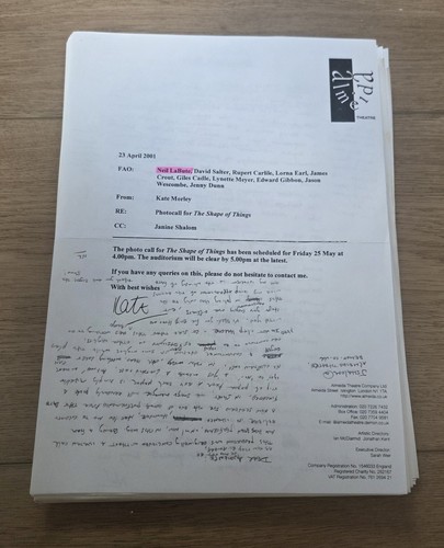Guión original "La forma de las cosas" con notas y discos - Imagen 3 de 8