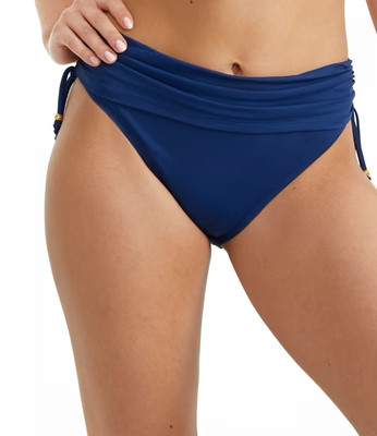 Bleu Rod Beattie NAVY Kore Shirred Hipster Bikini Swim Bottom, US 12