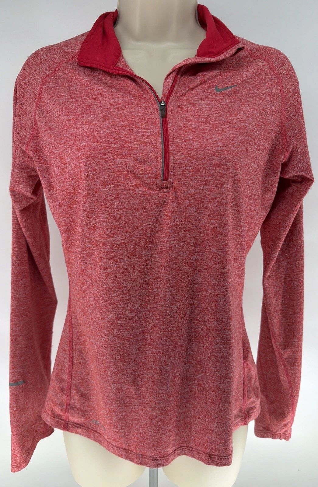Nike Women's Red Dri Fit 1/4 Zip Long Sleeve Running Pullover Top Size S