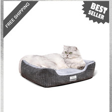 Dog Cat Bed Extra Soft Washable Non Slip Calming Small Puppy Kitten Grey 20