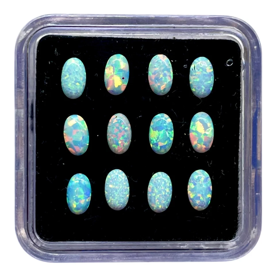 12 Pcs Australian Opal 5x3mm Oval Cabochon AAA Quality Lab Created Gemstone Lot - Image 3 of 4