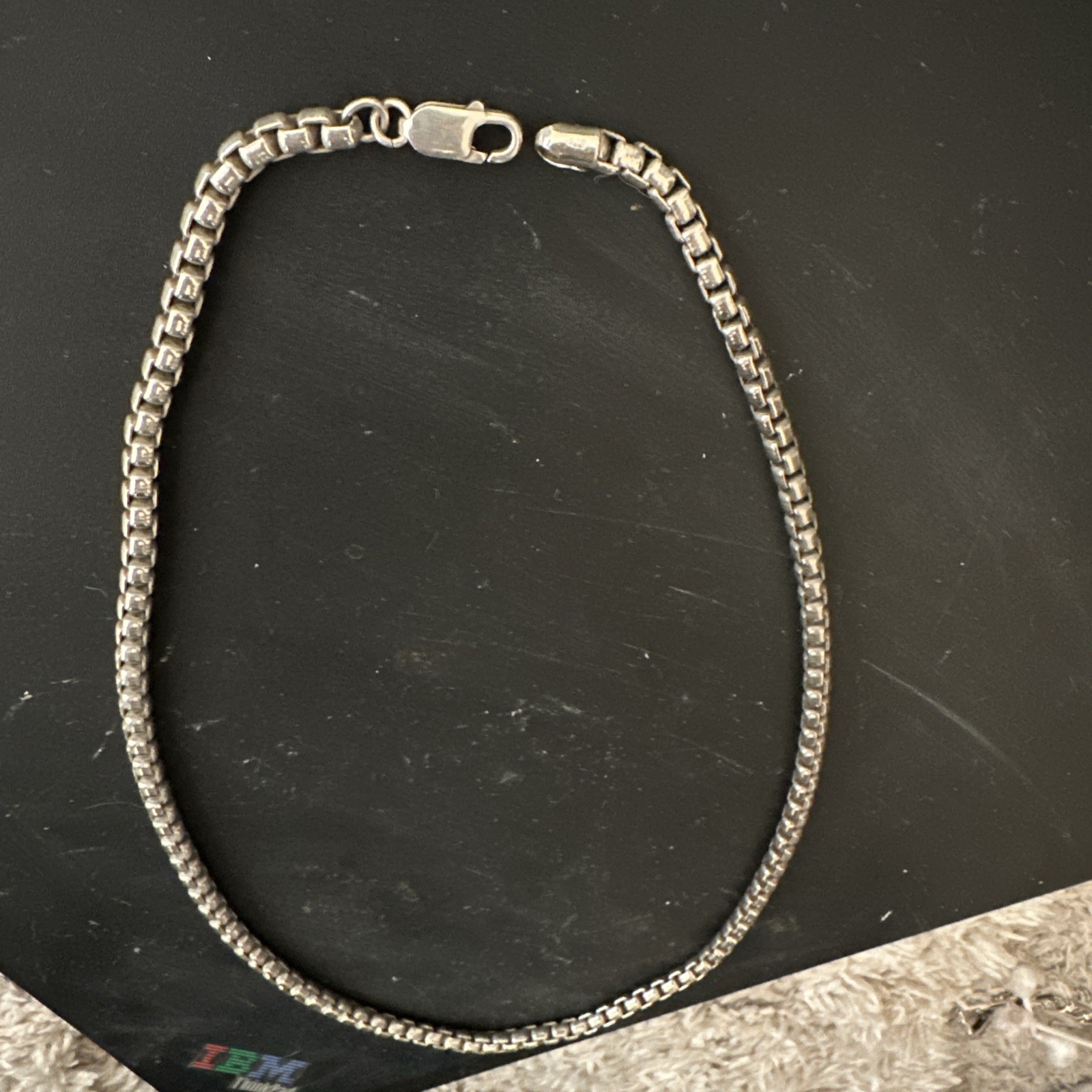 SOLID 925 STERLING SILVER Round Box Link Chain Ne… - image 13