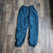 Vtg 90s Catalina Nylon Track Pants Women's S Green Lined Zipped Hem
