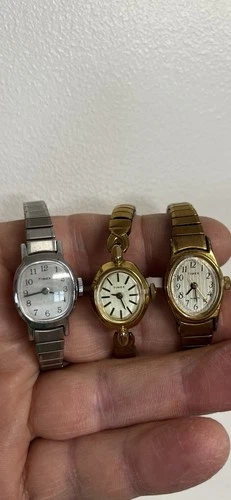 Vintage Timex Ladies Watch Lot of Three Gold & Silver Tone Watches
