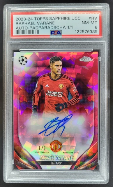 2023 Topps Chrome Sapphire UEFA Raphael Varane Auto Papradascha 1/1 PSA 8 SB6