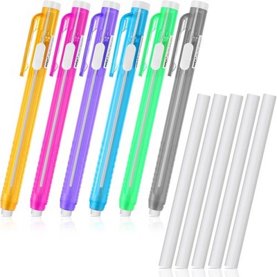 Molain 6 Radiergummis im Stiftstil, 6 einziehbare Click Eraser Pen Shell + 6