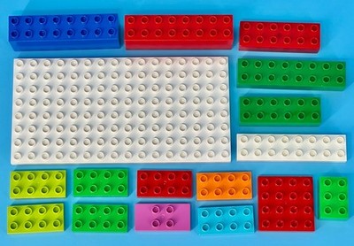 Lego DUPLO Bricks Lot Blocks Rainbow Multi-Colored Thin Base 16x8