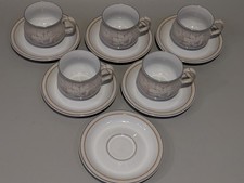 5 x Denby Tasmin Cups & Saucers (Plus Additional Spare Saucer) Great Condition 