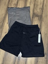 Essentials Men s Black Sweat Shorts Logo Drawstring Elastic Waist Size L. NEW