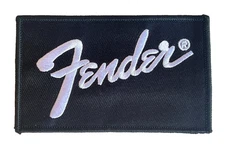 FENDER GUITAR - BLACK/WHITE - NEW - OLD STOCK - 4" Embroidered Iron-On/Sew Patch