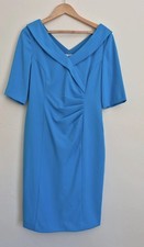​Gina Bacconi Blue Wiggle Dress UK 12 Ruched Off Shoulder Mother Of The Bride