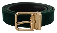 Dolce&Gabbana Men Green Dress Belt Leather Velvet Solid Casual Strap Sz 85cm 34“