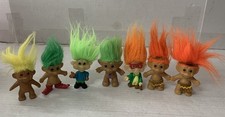 x7 -Vintage-Russ Troll Doll-indian-Orange Hair 4 Ace Novelty Gem Burger K-Lot