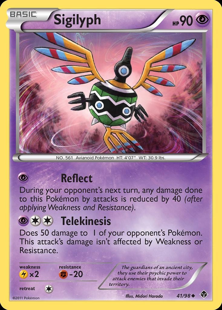 Pokemon Sigilyph (41/108) Emerging Powers LP REVERSE HOLO