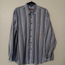 Alan Flusser Men's Button Down Long Sleeved Shirt Sz. XL Blue Tone Striped
