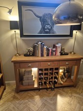 Oak Buffet Unit With Three Drawers And Open Storage Underneath