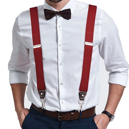 Buyless Fashion Suspenders Men - 48" Elastic Adjustable Straps 1 1/4" - Y Back - Picture 56 of 91