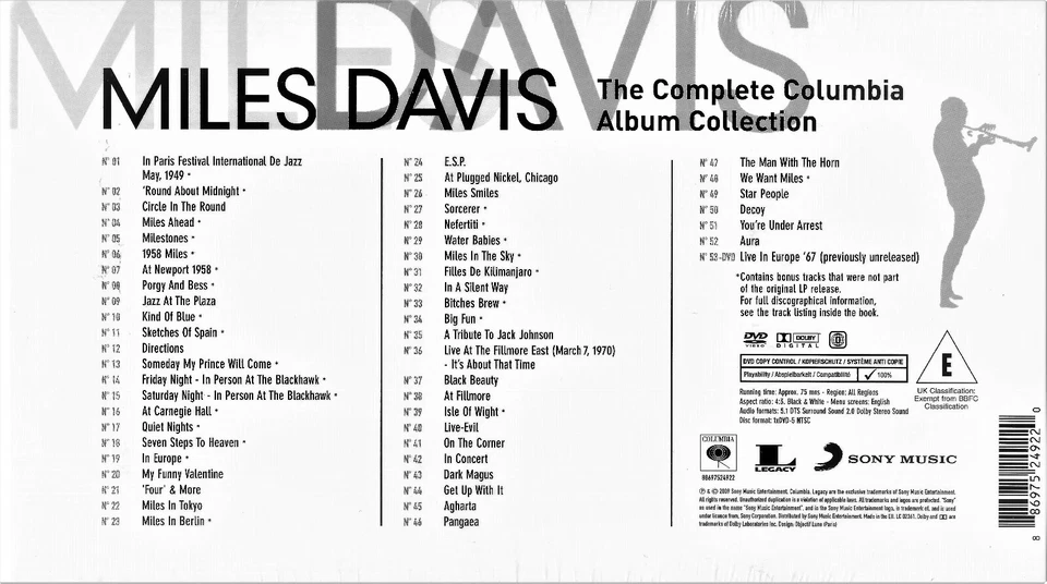 MILES DAVIS "THE COMPLETE COLUMBIA ALBUMS COLLECTION" 70CD/1 DVD BOX SET - Image 2 of 4