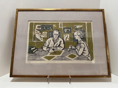 Gérard Singer Signed Color Lithograph Depicting Irène Joliot Curie Mid Century F