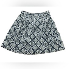 Christopher Banks Elegant Navy Denim White Medallion Patterned Skirt Size 12